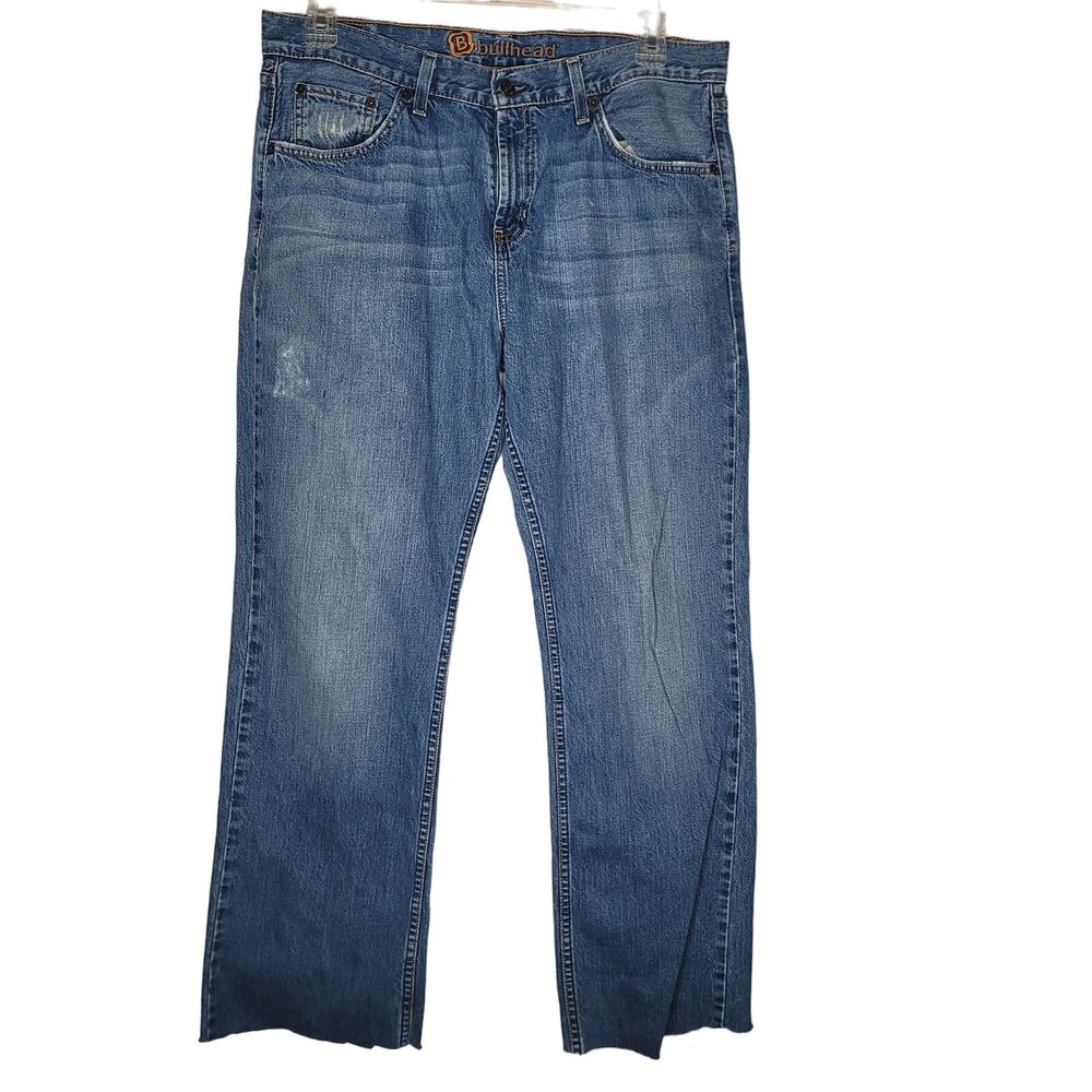 Bullhead Denim Altered Jeans Raw Hem 34" Waist 29" Inseam Distressed Shortened